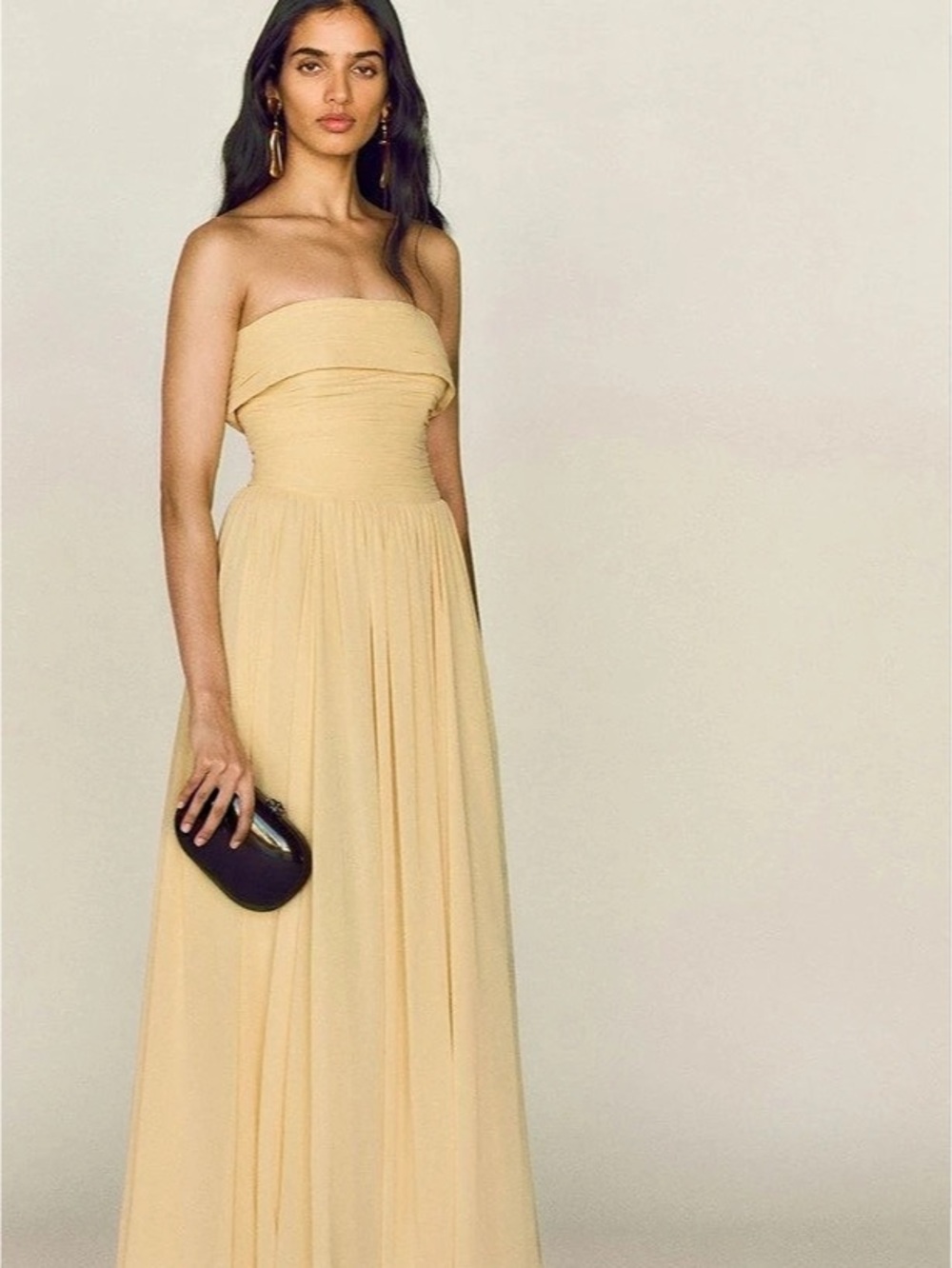 Reformation Cecilie Dress Strapless Maxi Dress in Yellow Size 12 Like New